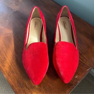 Dunion Pearl Accent Red Flats, sz 11M